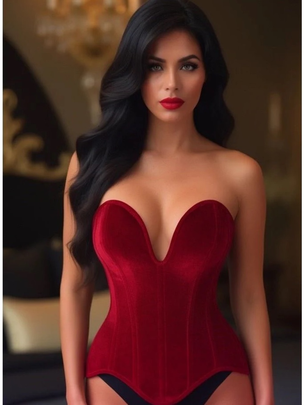 Red Velvet Strapless Daisy Corset Top